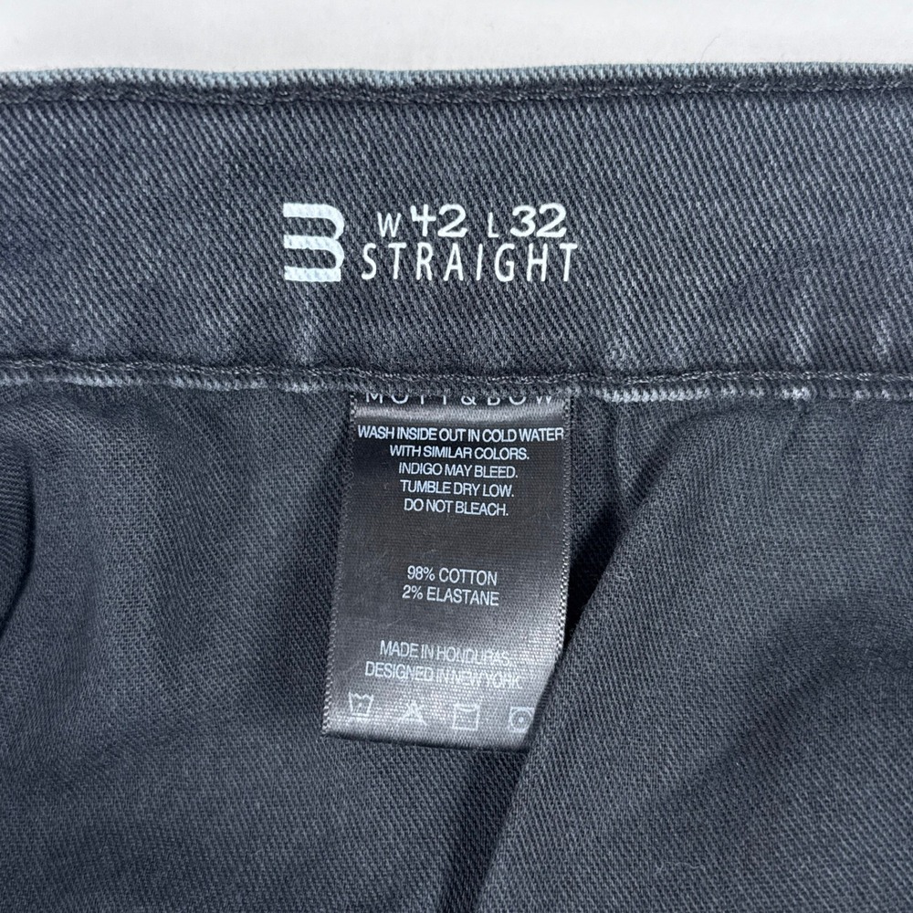 Mott & Bow Jeans Mens 42x32 Black Straight Leg Denim Stretch Casual Minimalist - Picture 4 of 10
